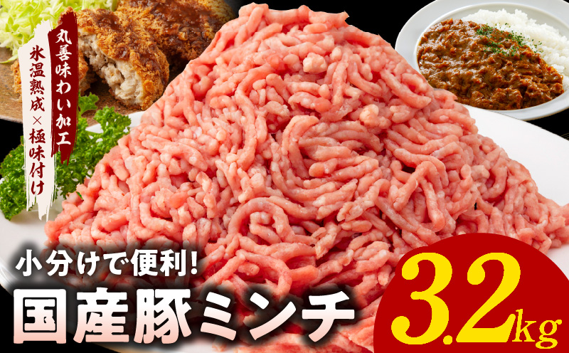 【氷温熟成×極味付け】国産 豚ミンチ 3.2kg パラパラ凍結 ジッパー付き 小分け 400g×8P mrz0073