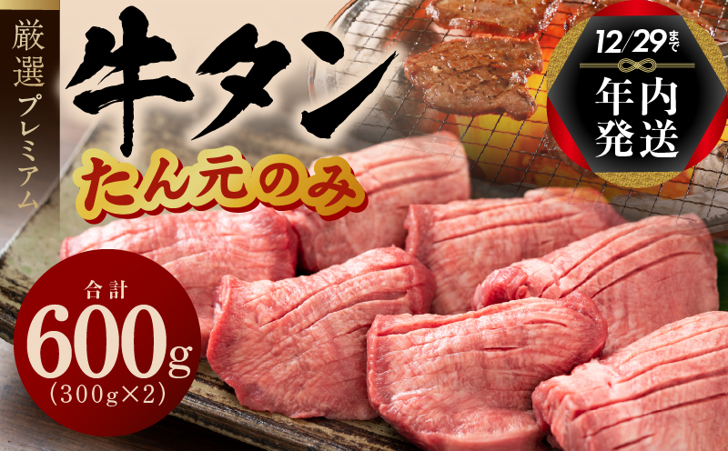 【年内発送】牛たん たん元のみ 600g（300g×2）厳選 牛肉 焼くだけ 暴れ盛りプレミアム within2024 G1432y