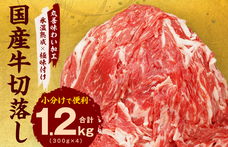 【年内発送】国産 牛肉 切り落とし 1.2kg（300g×4）丸善味わい加工【氷温熟成×極味付け】 within2024 mrz0006y