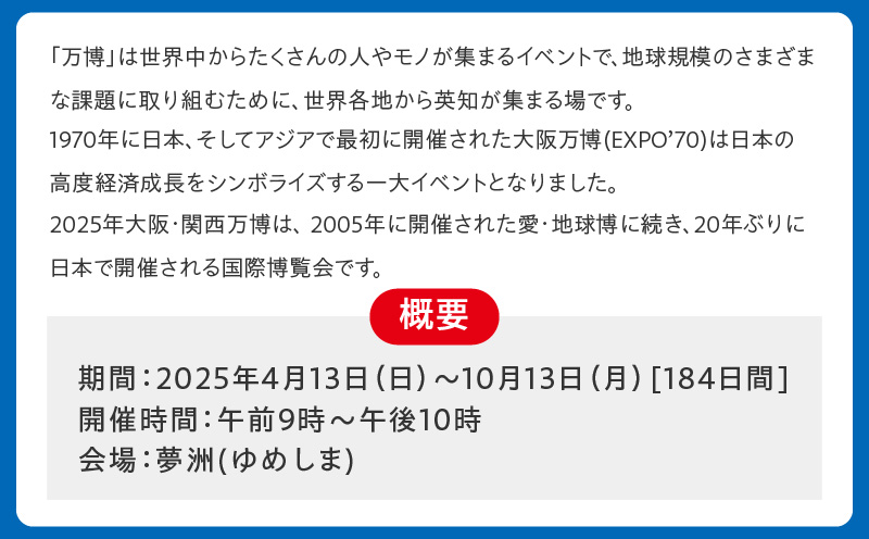 【早割1日券】2025年日本国際博覧会 大阪・関西万博 入場チケット（小人1名分）【EXPO 2025 大阪 関西 日本 万博 ばんぱく 夢洲 早期購入割引 前売り 期間限定】 099V059