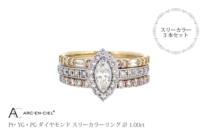 アルカンシェル スリーカラーダイヤリング(計 1.0ct) - ふるさと