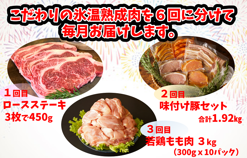 氷温熟成肉 厳選 こだわり 熟成肉 定期便（全6回）牛肉 豚肉 鶏肉 もも肉