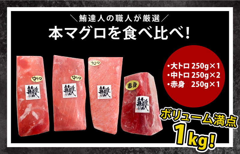 本マグロ 3種食べ比べセット 1kg (250g×4）大トロ 中トロ 赤身 期間限定 - ふるさとパレット ～東急グループのふるさと納税～