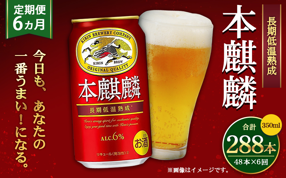 ＜キリンビール6ヵ月定期便＞キリン 本麒麟350mL缶　毎月2ケース（24本×2）×6回　神戸工場