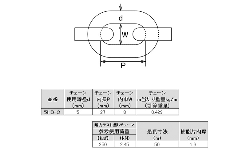 スナップフック付きチェーンセット