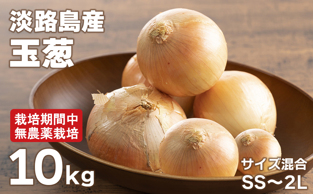 淡路島玉葱 10kg 【栽培期間中、無農薬栽培】サイズ混合SS～2L