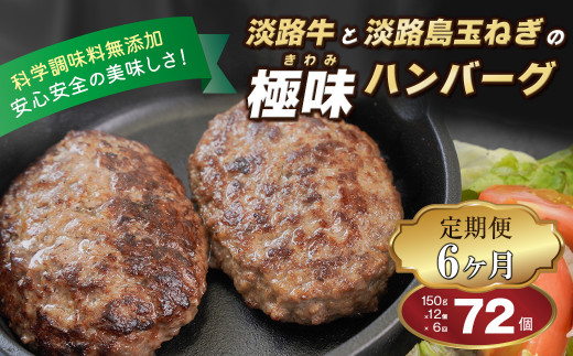 【定期便6ヶ月】淡路島 極味ハンバーグ 150g×12個　　[牛肉100％ ハンバーグ 冷凍 ハンバーグ 人気 ハンバーグ おすすめ 定期便]