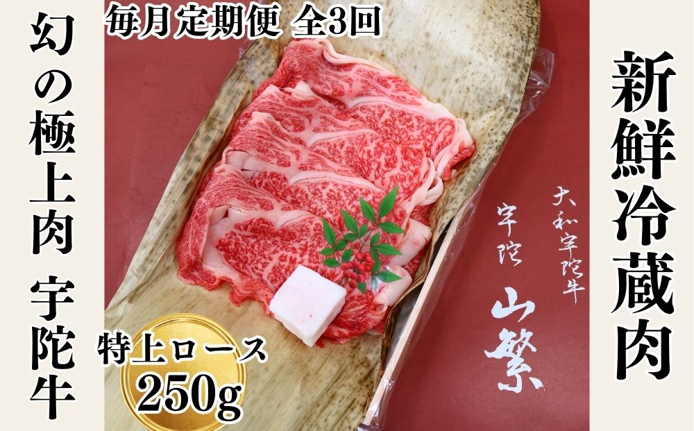 毎月定期便全3回 名産 認定肉 宇陀牛 国産 黒毛和牛 特上 ロース すき焼き 約250g / 山繁 ふるさと納税 牛肉 牛丼 しゃぶしゃぶ人気 寄付 ランキング おすすめ グルメ 肉 返礼品 送料無料