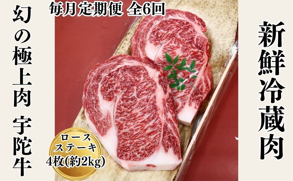 毎月定期便全6回 名産 認定肉 宇陀牛 国産 黒毛和牛 特選 ロース 厚切 ステーキ 4枚 計2kg / 山繁 ふるさと納税 牛肉 焼肉 人気 寄付 ランキング おすすめ グルメ 肉 返礼品 送料無料