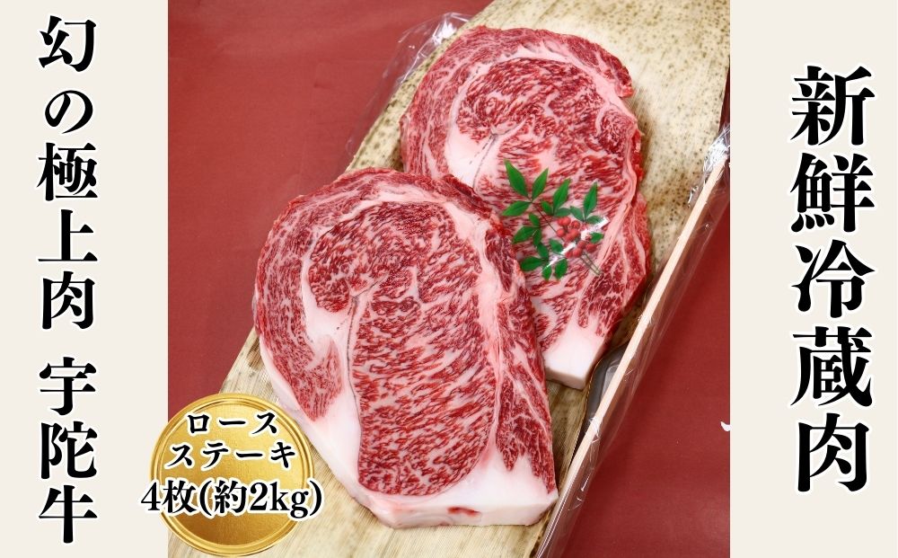 名産 認定肉 宇陀牛 特選 ロース 厚切 ステーキ 4枚 2kg 国産 黒毛和牛 チルド / 山繁 ふるさと納税 牛肉 人気 BBQ キャンプ 寄付 ランキング おすすめ グルメ 肉 返礼品 送料無料