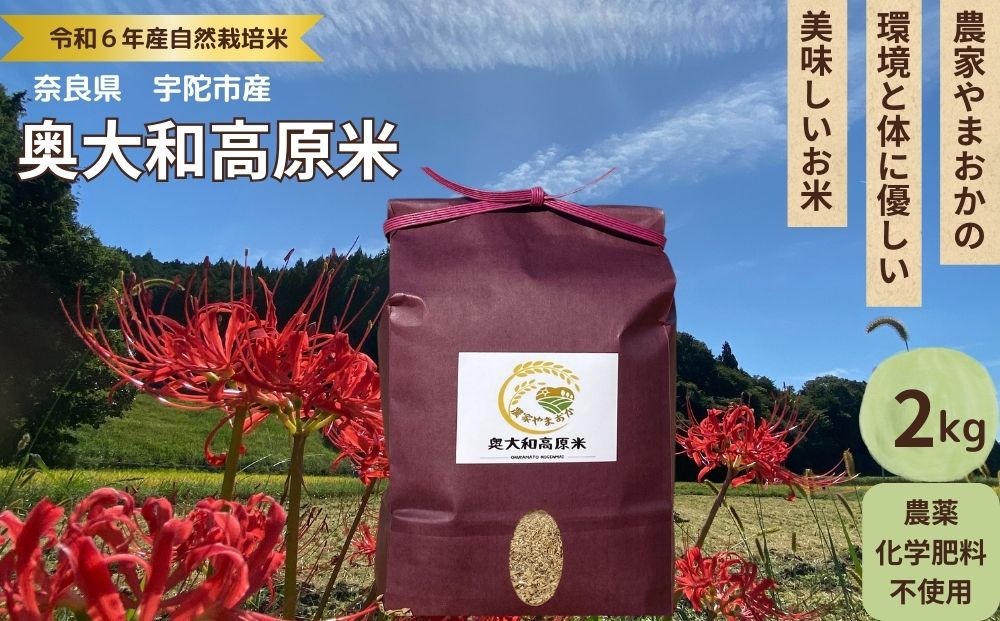 先行予約販売★自然栽培米★新米【令和6年産】玄米 2kg ９月末より順次発送/自然栽培米 新米 令和6年産 玄米  農家やまおか 無農薬 国産 お米 奈良県 宇陀市　送料無料 ふるさと納税 新米 