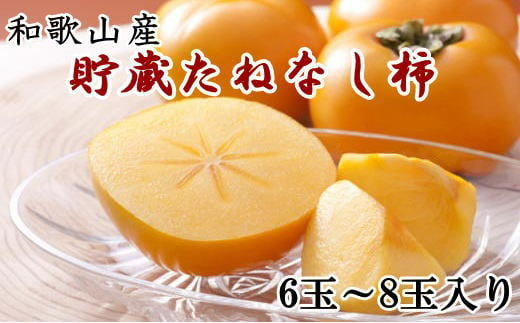 和歌山県産 貯蔵たねなし柿化粧箱入り（6玉〜8玉入り） ※2024年12月中旬から2025年1月中旬頃に順次発送 / 果物 フルーツ かき 旬【tec941】