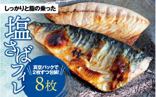 塩さばフィレ 8枚入（真空パック入）/ さば サバ 鯖 フィレ 切り身 切身 魚 海鮮 焼き魚 おかず【uot404】