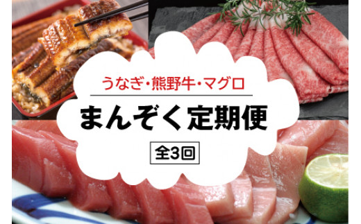 【3か月定期便】まんぞく定期便！ うなぎ･高級和牛･マグロ 人気返礼品を3回お届け♪ / 本まぐろ まぐろ マグロ 鮪 うなぎ ウナギ 鰻 うなぎ蒲焼 肉 牛肉 和牛 黒毛和牛 人気 冷凍【tkb104】