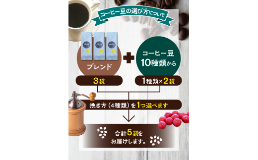 【細挽き】（ブレンド3+ブラジルサントス2）挽き立てコーヒー豆 750gセット コーヒー豆 焙煎 コーヒー【hgo001-a-10】