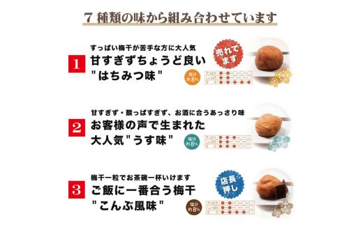 【ご家庭用】最高級紀州南高梅・大粒 食べ比べセット 700g×2　（はちみつ・桃風味）【inm800-3】