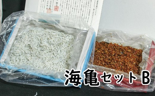 ちりめんのセット 海亀セットB（上乾ちりめん300g+ちりめん佃煮500g） / シラス しらす ちりめん 佃煮 上乾【ojs002-2】