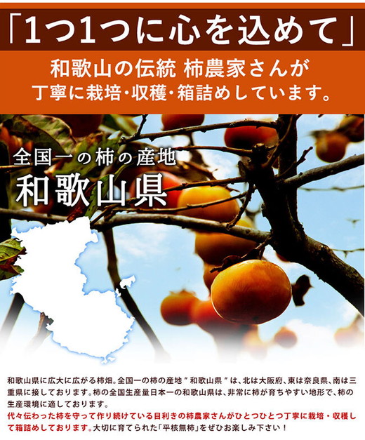 和歌山県産 平核無柿＜ご家庭用＞約10kg【2023年10月上旬頃～順次発送予定】| 種なし 果物 フルーツ
※離島への配送不可