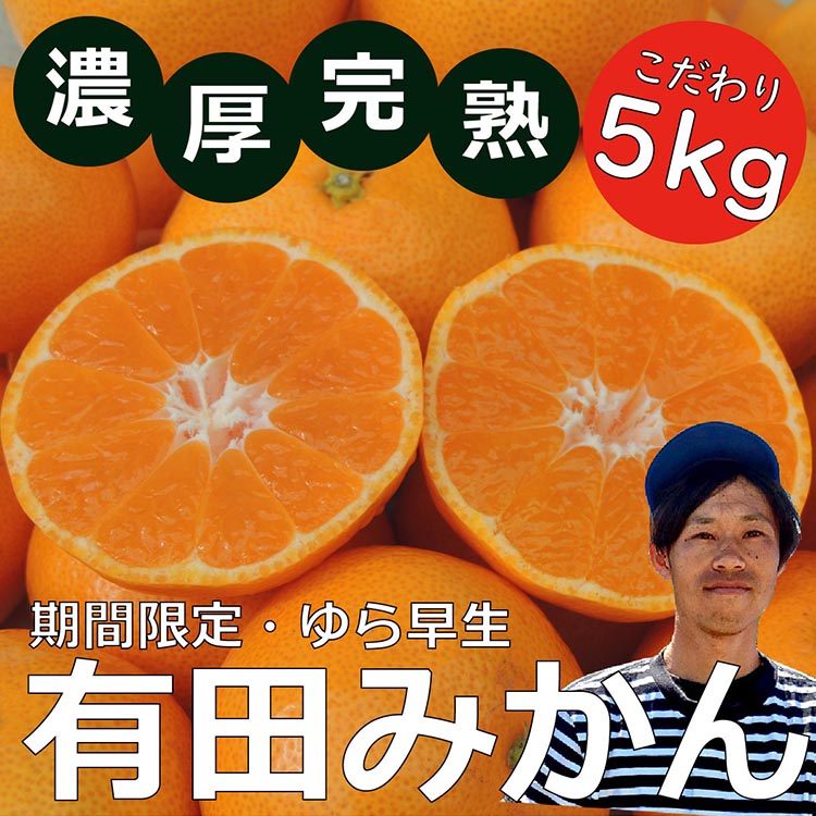 北真農園　有田みかん　ゆら早生
濃厚完熟　5kg　お試しサイズ　ORYY推奨
※着日指定不可
※2023年11月上旬～中旬頃に順次発送予定