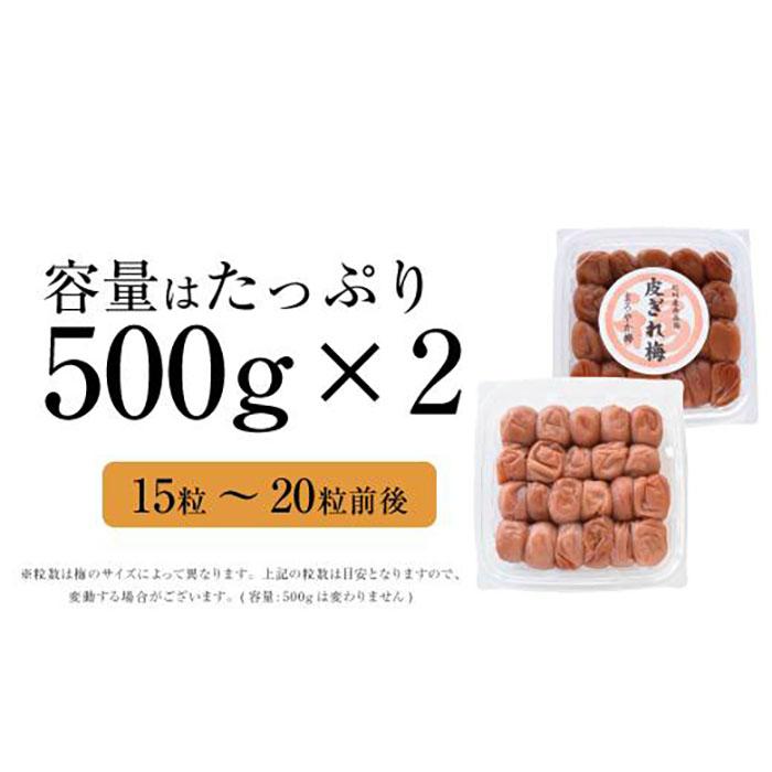 はちみつ梅干　紀州南高梅 産地直送　訳あり　皮切れ1kg（500×2パック）セット　まろやか梅