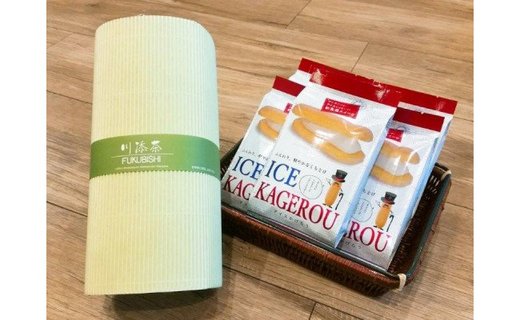 お菓子 ケーキ 川添茶ロール１本＆アイスかげろう（２個入×５パック）セット