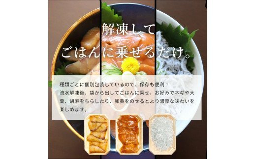 紀州湯浅醤油を使ったサーモンとカンパチの漬け＆釜揚げしらすの 海鮮丼 ３種セット×２ 計６００g 