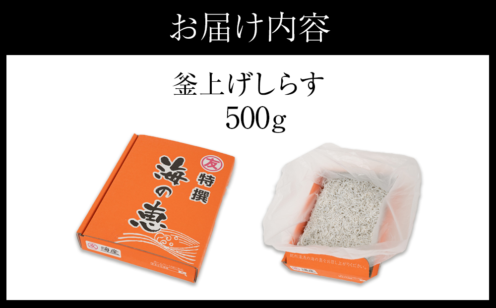 紀州湯浅湾直送！海の恵　茹でたて釜揚げしらす　500g　【冷蔵】