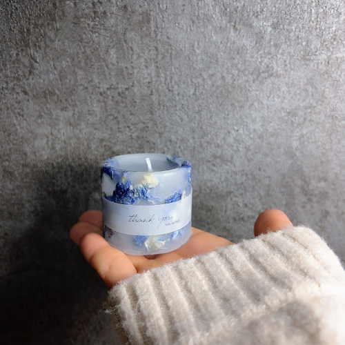 ドライフラワー　3Dボタニカルアロマキャンドル　mini　ブルー&パープル / 春の柚 癒し 空間 神秘 0672