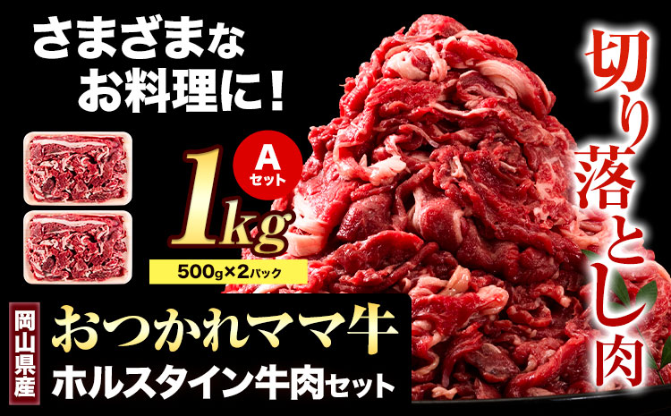 牛肉 肉 おつかれママ牛 ホルスタイン 牛肉セット ホルスタイン牛肉 切り落とし 500g×2 1kg 株式会社こはら《60日以内に出荷予定(土日祝除く)》岡山県産 岡山県 笠岡市 切り落とし肉 セット