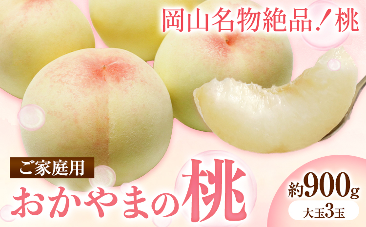 ご家庭用 おかやまの桃 約900g(大玉3玉) 令和7年産 先行予約  《2025年7月上旬-8月下旬頃出荷》 桃 晴れの国おかやま館 フルーツ 果物 果実 岡山県 笠岡市