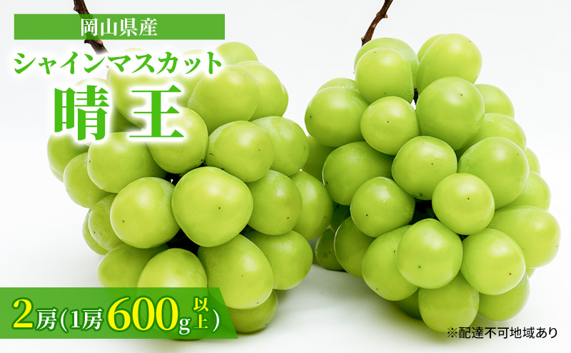 ぶどう 2024年 先行予約 シャイン マスカット 晴王 2房 （1房 600g以上） 化粧箱入り マスカット ブドウ 葡萄  岡山県産 国産 フルーツ 果物 ギフト