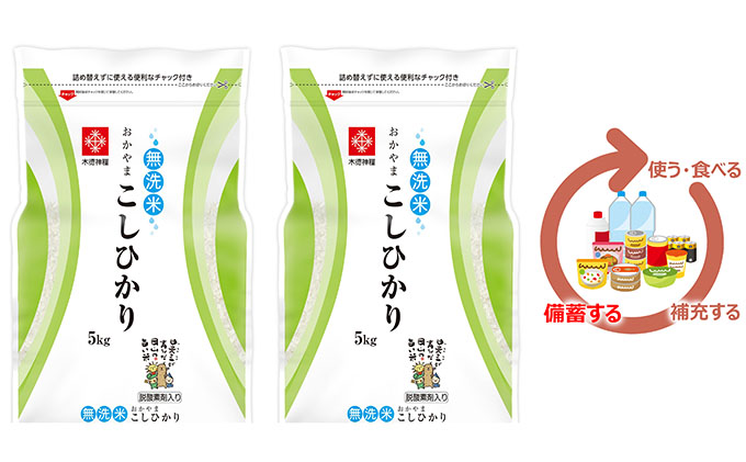 米 長鮮度米 無洗米 コシヒカリ 10kg（5kg×2袋）岡山県産 - ふるさと