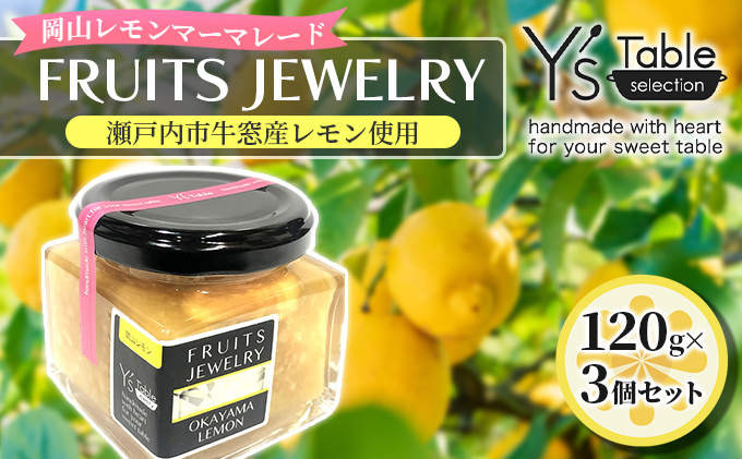 FRUITS JEWELRY 岡山 レモン マーマレード 120g×3個 セット （ 瀬戸内市 牛窓産 レモン使用） ジャム 無添加 皮ごと ビタミン