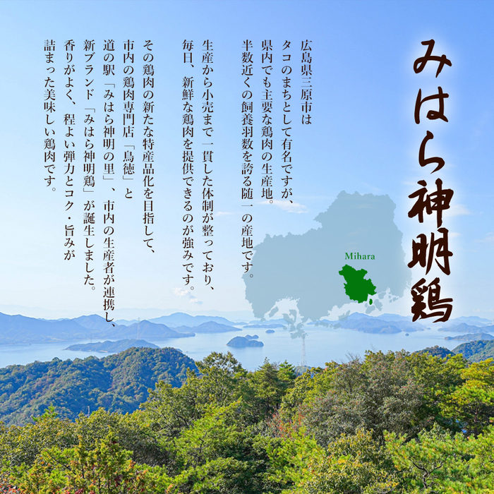 「みはら神明鶏」モモ肉3kg(250g×12パック) 広島県産 鳥徳 神明鶏 鶏肉 とりもも 鶏もも肉 唐揚げ 鳥すき チキン グリル モモ 低カロリー 高たんぱく 012011