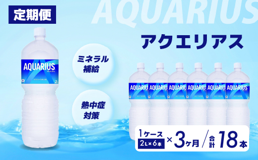 【3か月定期便】アクエリアス PET 2L×6本  スポーツドリンク スポーツ飲料 清涼飲料水 水分補給 ペットボトル 箱買い まとめ買い 備蓄 災害用 014044