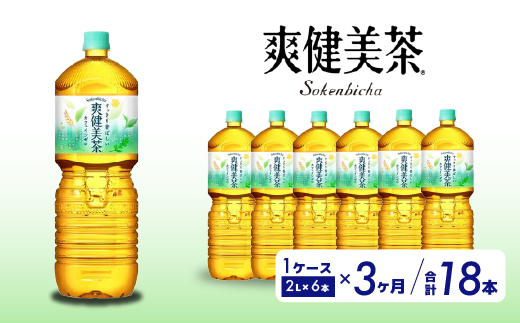 【3か月定期便】爽健美茶 PET 2L×6本(1ケース) お茶 飲料 ソフトドリンク カフェインゼロ ペットボトル 箱買い まとめ買い 備蓄 災害 014064