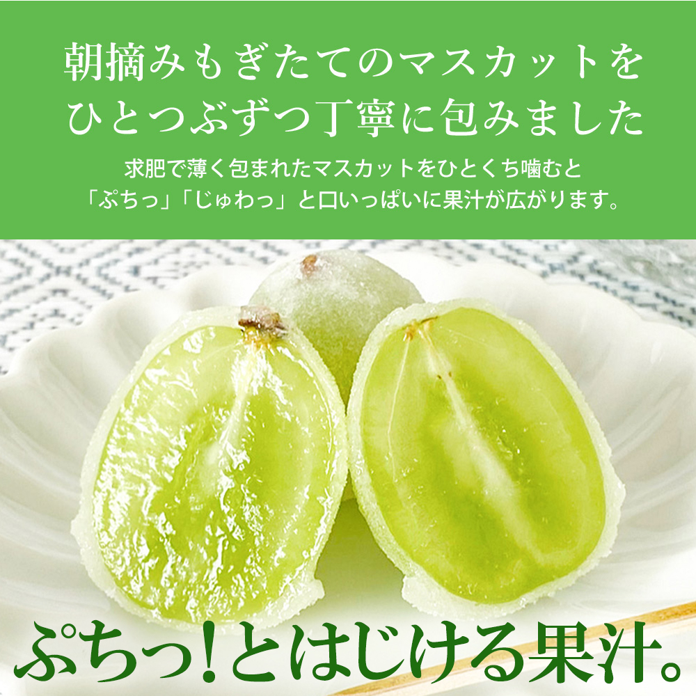 好評にて夏の定番商品化 決定！ひとつぶの シャインマスカット（6個入） 晴王 求肥 共楽堂 018011