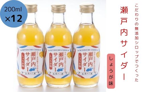 瀬戸内サイダー(しょうが味)200ml×12本 瀬戸内 レモン ジュース ジンジャーエール はちみつ 生姜 飲料 無添加 炭酸飲料 まとめ買い 023008