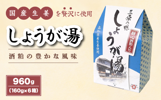 しょうが湯（醉心酒粕入り） 160g（8袋）×6箱 国産生姜 しょうが湯 飲料 粉末タイプ ショウガ ジンジャー ホットドリンク 風邪予防 酒粕 桜南食品 広島県 三原市 023002