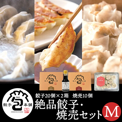 餃子本舗「包」絶品餃子・焼売セットM(餃子40個/焼売10個) たれ付き ギョーザ 惣菜 冷凍 中華 点心 しゅうまい おかず おつまみ 国産野菜 冷凍餃子 058009