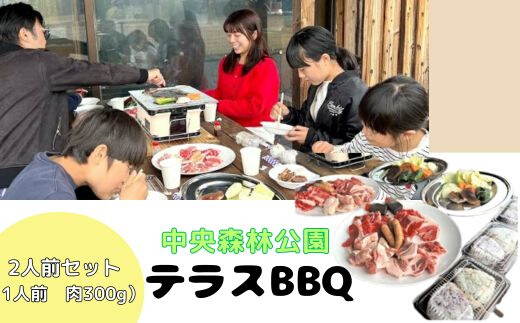 中央森林公園 テラスBBQ 2人前ボリュームセット (1人前 肉300g) ランチ 手ぶら お手軽 バーベキュー 126002