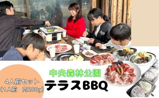 中央森林公園 テラスBBQ 4人前セット (1人前 肉200g) ランチ 手ぶら お手軽 バーベキュー 126003