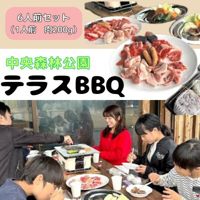 中央森林公園 テラスBBQ 6人前セット (1人前 肉200g) ランチ 手ぶら お手軽 バーベキュー 126005