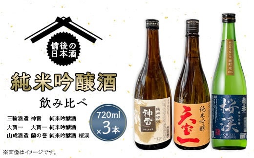 【びんご圏域連携】備後の日本酒『純米吟醸酒』飲み比べセット 純米吟醸 神雷 天寶一 蘭の誉 桜渓 720ml 3本 セット お酒 日本酒 酒 飲み比べ 飲み比べセット 三輪酒造 山成酒造 人気 おすすめ びんご 備後 井原市 神石高原町 福山市 165001