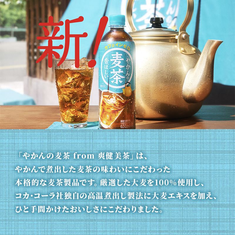 やかん の 麦茶 from 爽健美茶 PET 650ml 24本 セット 広島 三原 コカ・コーラボトラーズ