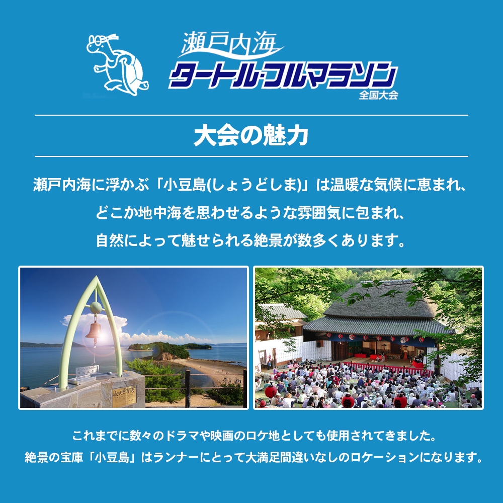 第43回瀬戸内海タートル・フルマラソン全国大会参加権 1名様（ハーフの部） マラソン 瀬戸内 小豆島 ハーフ  参加権 タートルマラソン 土庄