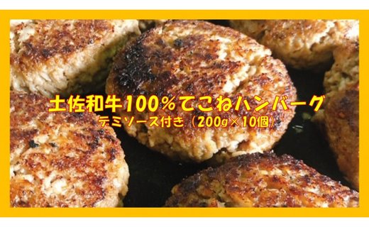 土佐和牛100％てこねハンバーグ　デミソース付き（200g×10個）