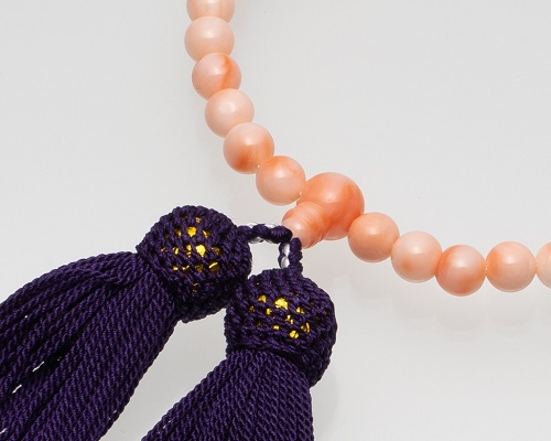 ピンク珊瑚の数珠（選べるケース付）サンゴ 念珠 仏具 法事 法要 アクセサリー【R00857】