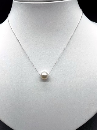 あこや本真珠8ミリ珠の「スルーペンダント」(ホワイトゴールド）パール ...