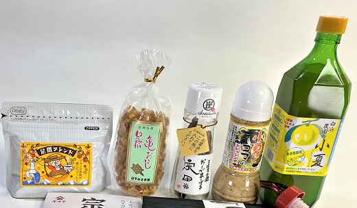 福袋 特産品10品詰め合わせセット（調味料 コーヒー粉 柑橘飲料 お菓子 宗田節など）【R00600】